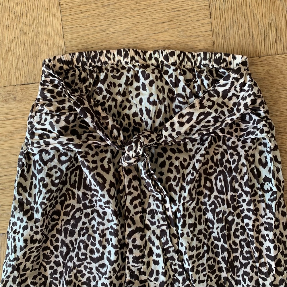 J Crew Beach Small Long Skirt Leopard Animal Print Front Tie Slits - Picture 3 of 8